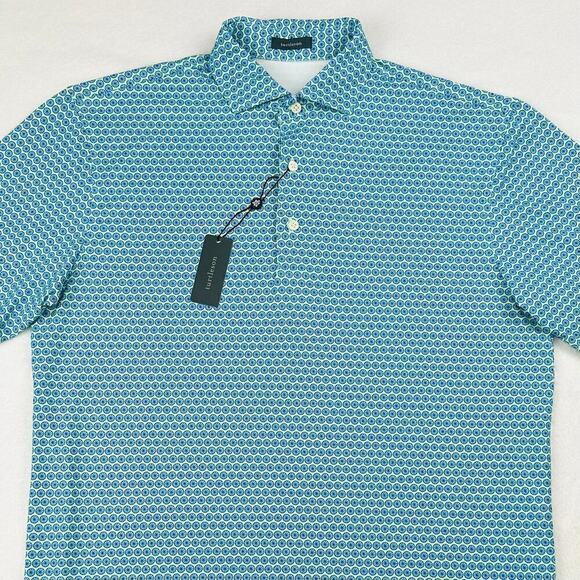 Turtleson Men’s Medium Green Blue Fruit Slice Performance Golf Polo Shirt - Picture 2 of 14